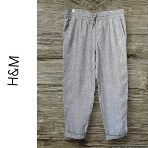 H&M RELAXED FIT LINEN ANKLE LENGTH PANTS